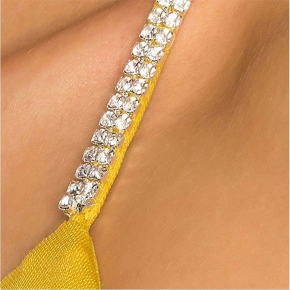 NBD Ciara One Shoulder Diamond Mini Dress | Size XS NWT Saffron Yellow - Picture 5 of 16